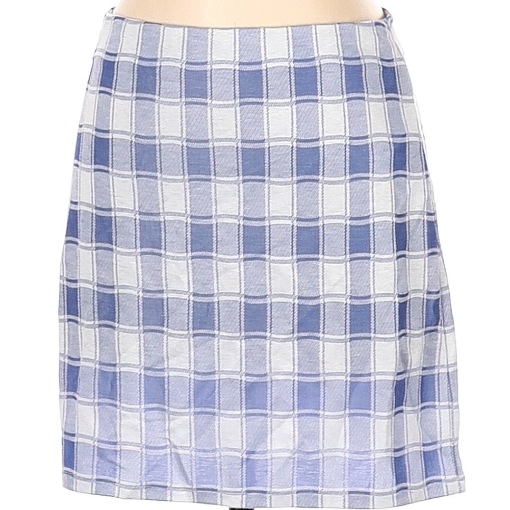 Reformation Blue and White Plaid Mini Skirt